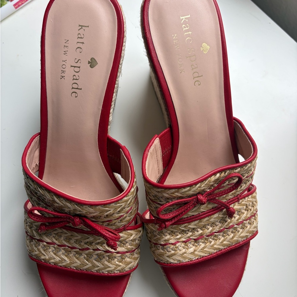 kate spade Red Braided Espadrille Mule Sandals